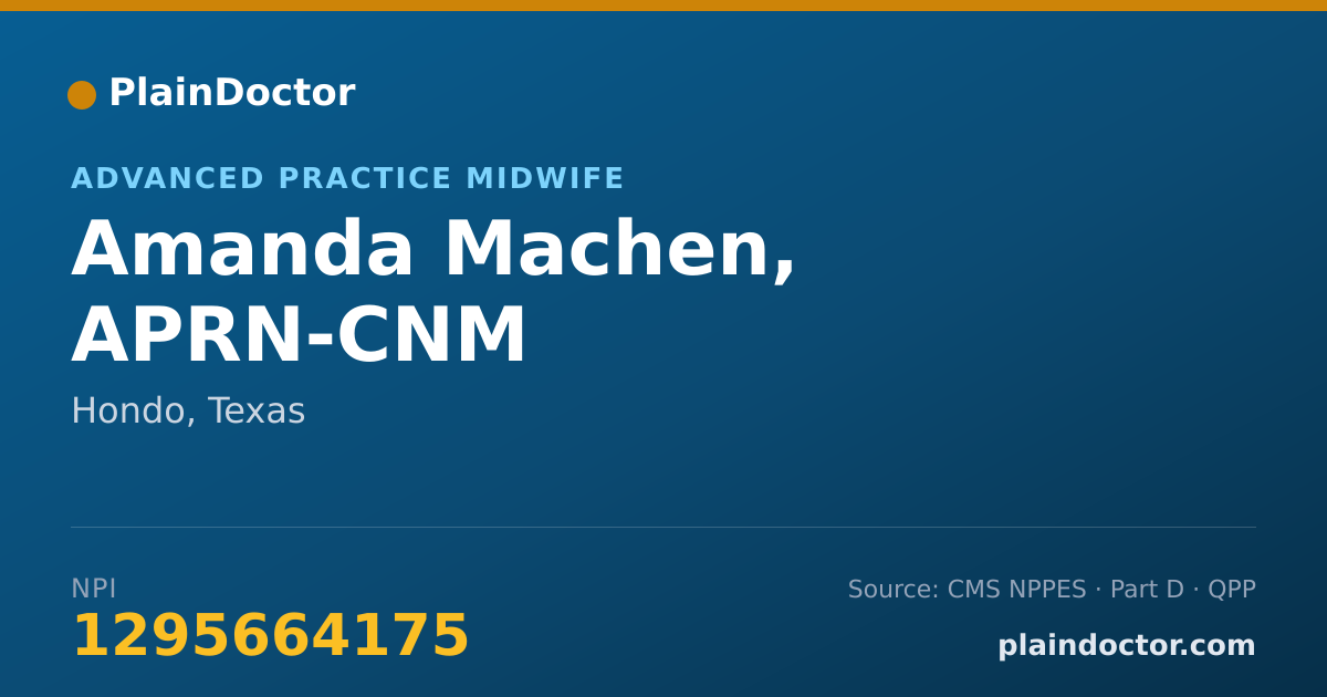 Shareable card for Amanda Machen, APRN-CNM - Advanced Practice Midwife, Hondo, TX