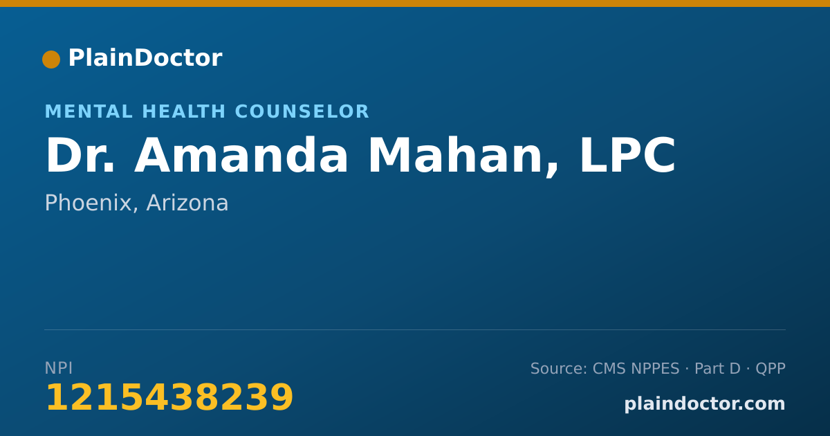 Shareable card for Amanda Mahan, LPC - Mental Health Counselor, Phoenix, AZ