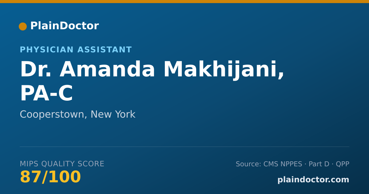 Shareable card for Amanda Makhijani, PA-C - Physician Assistant, Cooperstown, NY