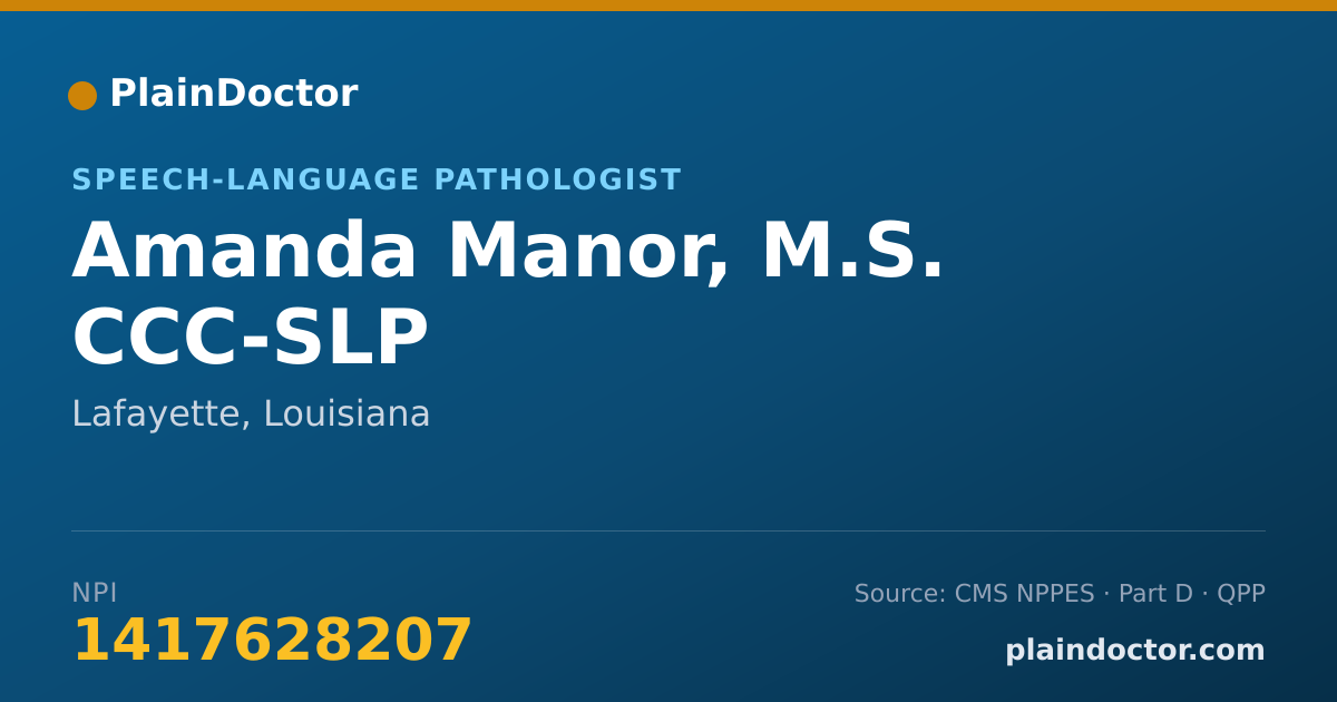 Shareable card for Amanda Manor, M.S. CCC-SLP - Speech-Language Pathologist, Lafayette, LA