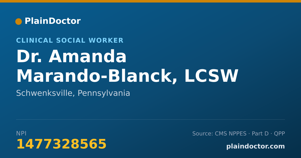 Shareable card for Amanda Marando-Blanck, LCSW - Clinical Social Worker, Schwenksville, PA