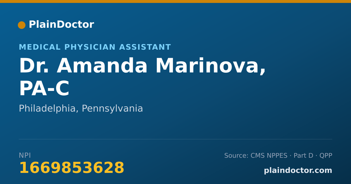 Shareable card for Amanda Marinova, PA-C - Medical Physician Assistant, Philadelphia, PA