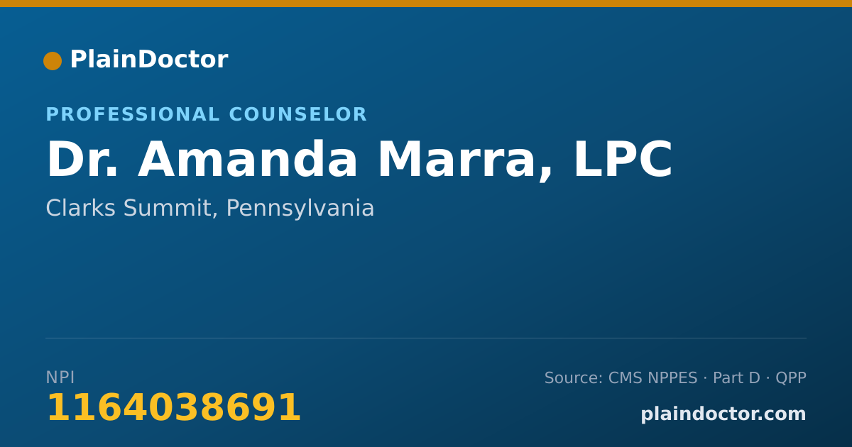 Shareable card for Amanda Marra, LPC - Professional Counselor, Clarks Summit, PA