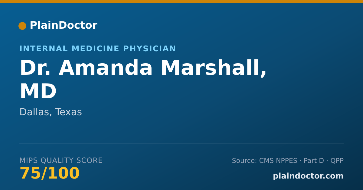 Shareable card for Amanda Marshall, MD - Internal Medicine Physician, Dallas, TX