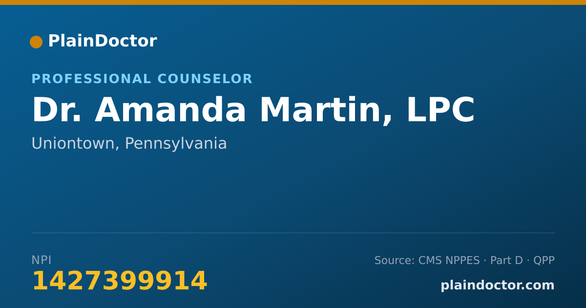 Shareable card for Amanda Martin, LPC - Professional Counselor, Uniontown, PA