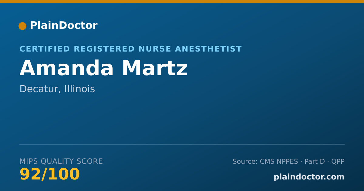 Shareable card for Amanda Martz - Certified Registered Nurse Anesthetist, Decatur, IL