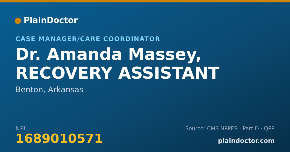 Shareable card for Amanda Massey, RECOVERY ASSISTANT - Case Manager/Care Coordinator, Benton, AR