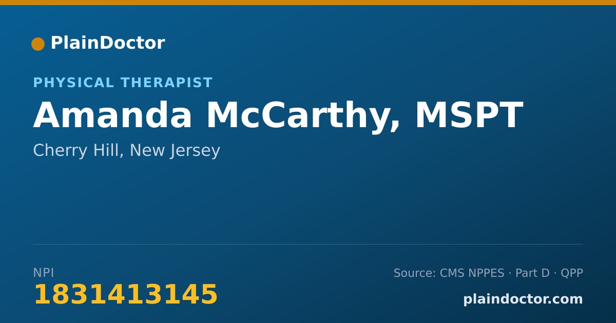 Shareable card for Amanda McCarthy, MSPT - Physical Therapist, Cherry Hill, NJ