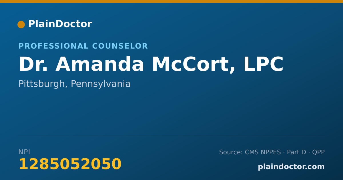 Shareable card for Amanda McCort, LPC - Professional Counselor, Pittsburgh, PA