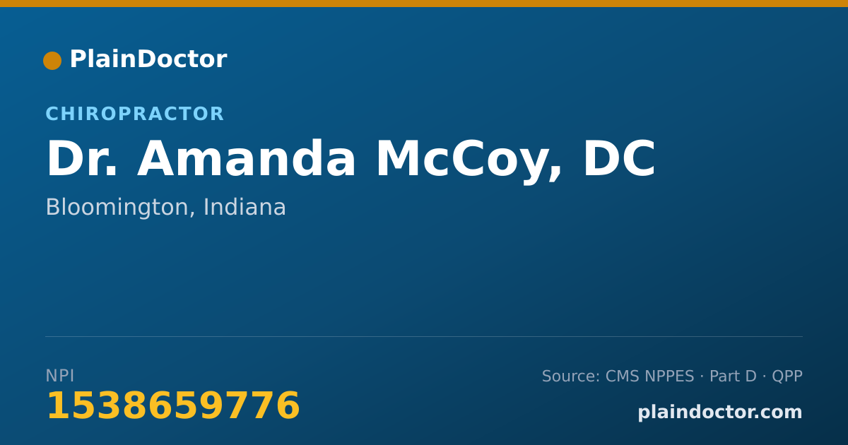 Shareable card for Amanda McCoy, DC - Chiropractor, Bloomington, IN