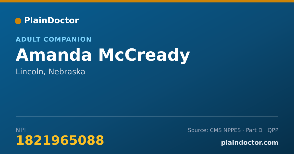 Shareable card for Amanda McCready - Adult Companion, Lincoln, NE