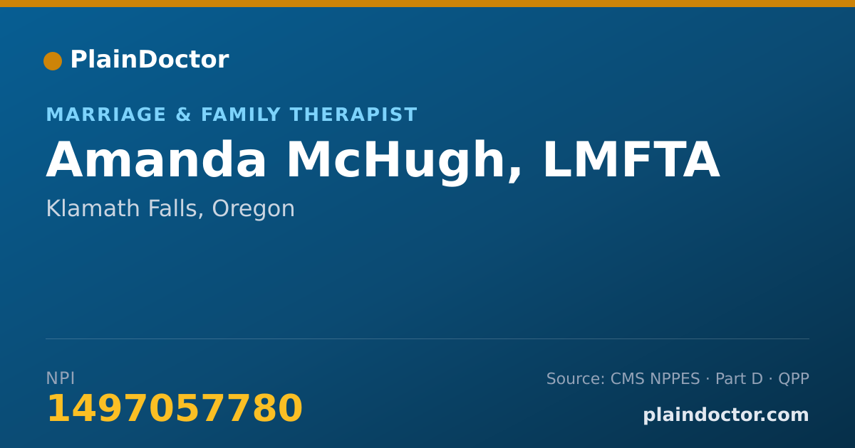 Shareable card for Amanda McHugh, LMFTA - Marriage & Family Therapist, Klamath Falls, OR