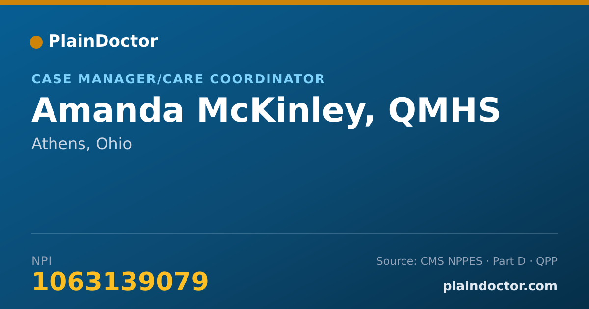 Shareable card for Amanda McKinley, QMHS - Case Manager/Care Coordinator, Athens, OH
