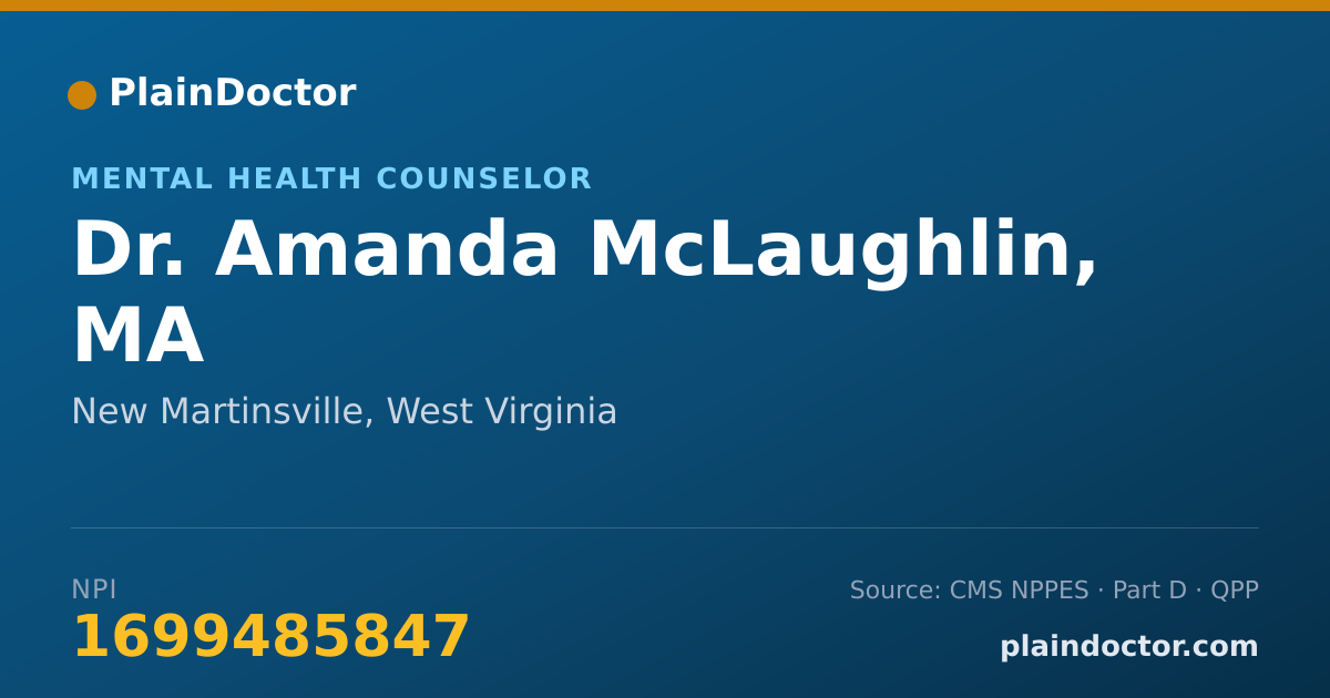 Shareable card for Amanda McLaughlin, MA - Mental Health Counselor, New Martinsville, WV