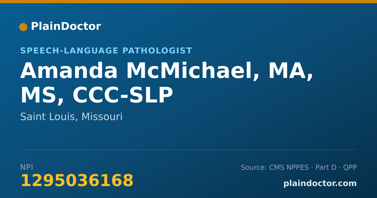 Shareable card for Amanda McMichael, MA, MS, CCC-SLP - Speech-Language Pathologist, Saint Louis, MO