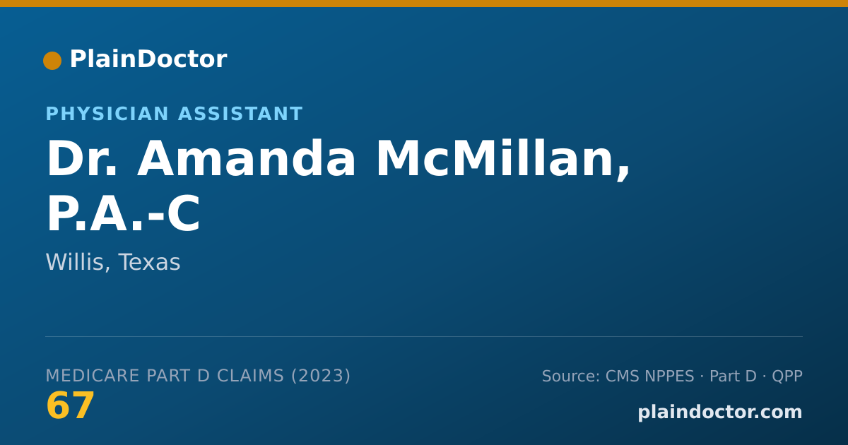 Shareable card for Amanda McMillan, P.A.-C - Physician Assistant, Willis, TX