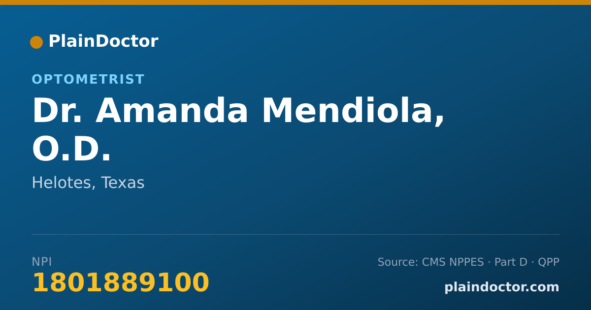 Shareable card for Amanda Mendiola, O.D. - Optometrist, Helotes, TX