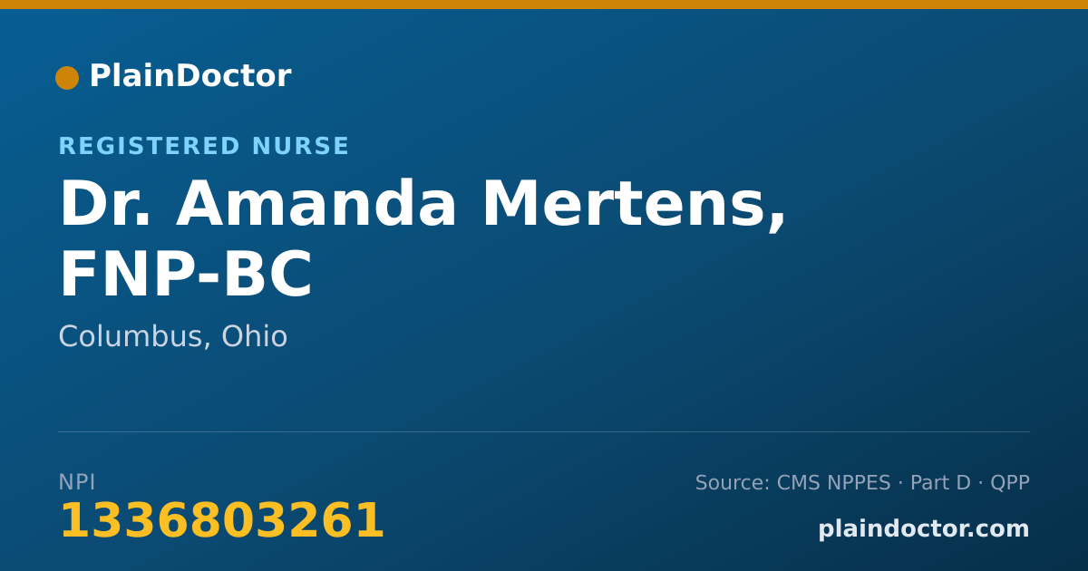 Shareable card for Amanda Mertens, FNP-BC - Registered Nurse, Columbus, OH