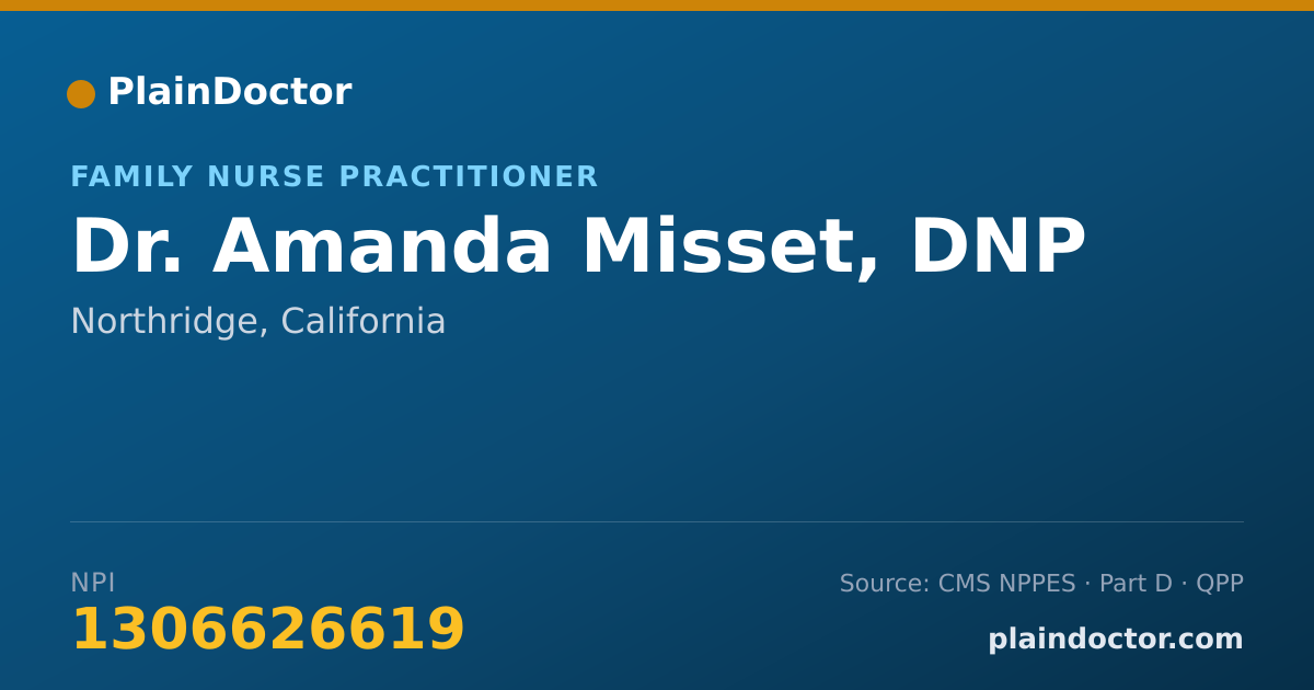 Shareable card for Amanda Misset, DNP - Family Nurse Practitioner, Northridge, CA