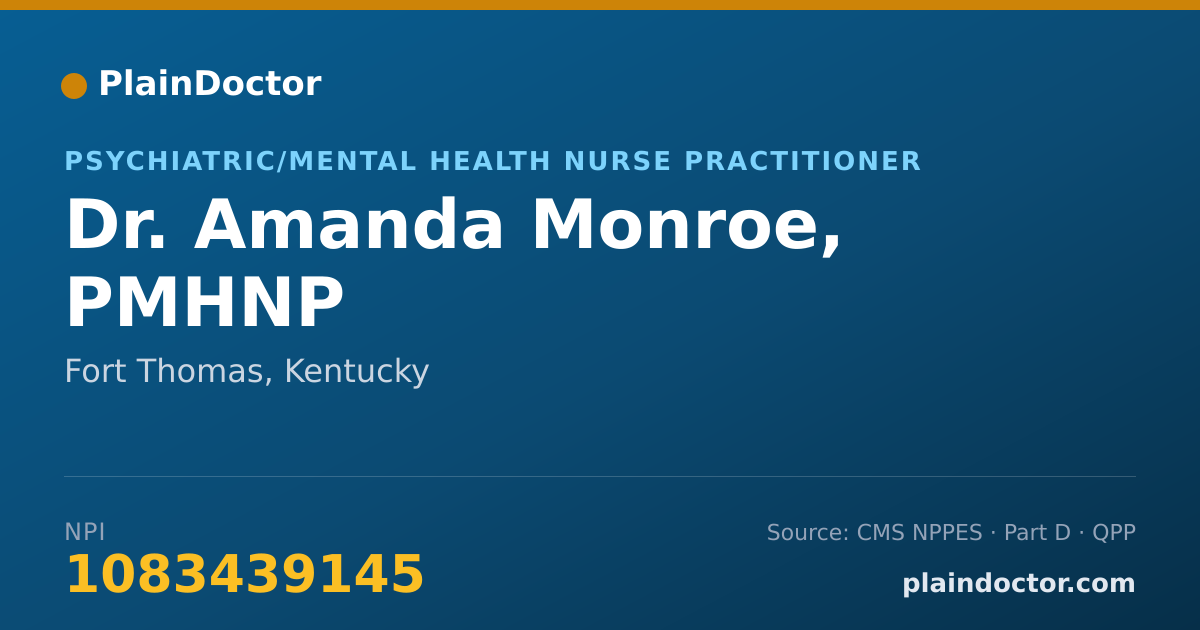 Shareable card for Amanda Monroe, PMHNP - Psychiatric/Mental Health Nurse Practitioner, Fort Thomas, KY