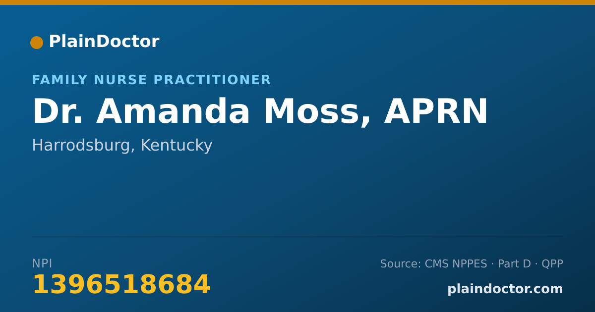Shareable card for Amanda Moss, APRN - Family Nurse Practitioner, Harrodsburg, KY