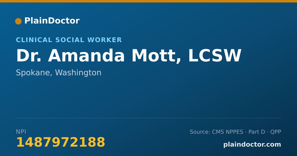 Shareable card for Amanda Mott, LCSW - Clinical Social Worker, Spokane, WA