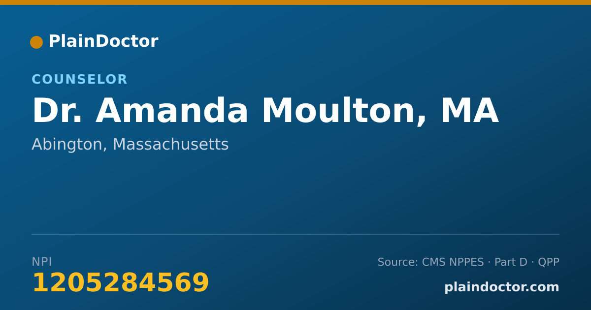 Shareable card for Amanda Moulton, MA - Counselor, Abington, MA