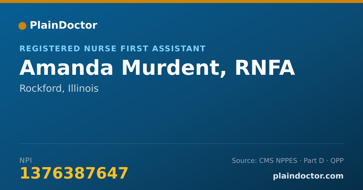 Shareable card for Amanda Murdent, RNFA - Registered Nurse First Assistant, Rockford, IL