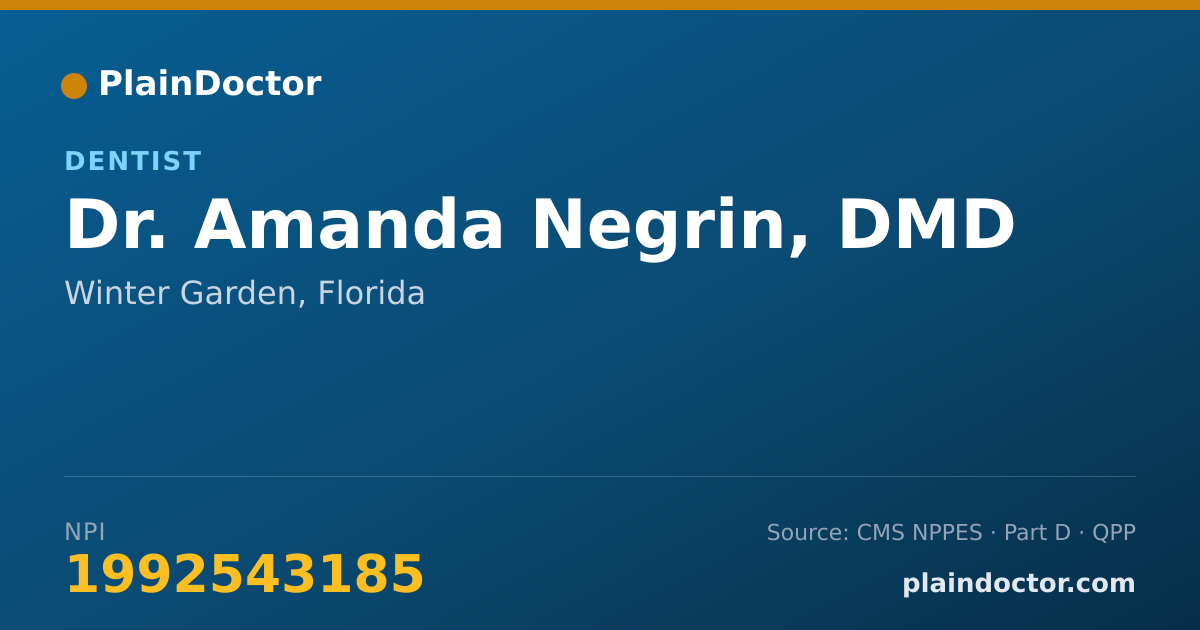 Shareable card for Amanda Negrin, DMD - Dentist, Winter Garden, FL