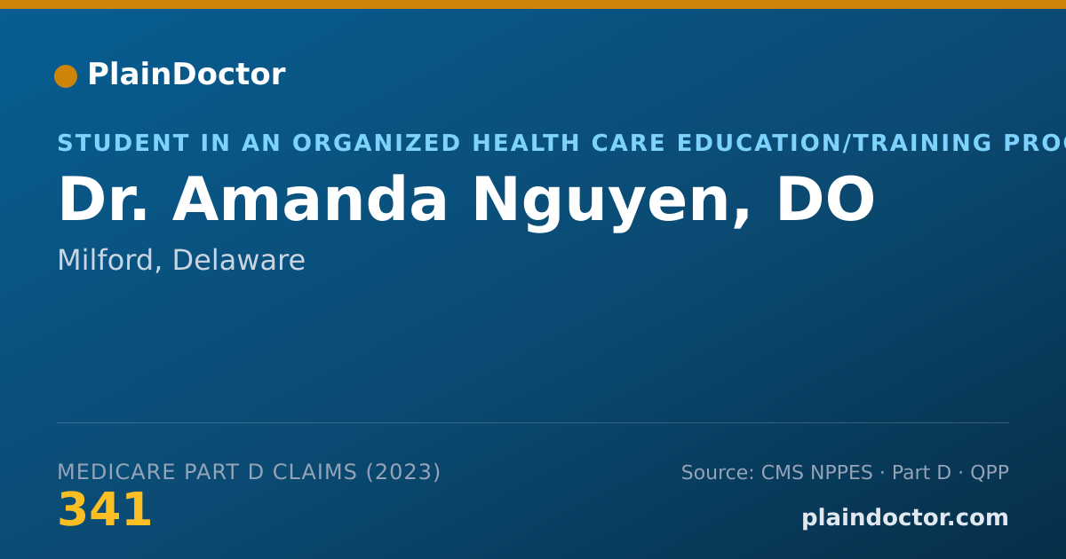 Shareable card for Amanda Nguyen, DO - Student in an Organized Health Care Education/Training Program, Milford, DE