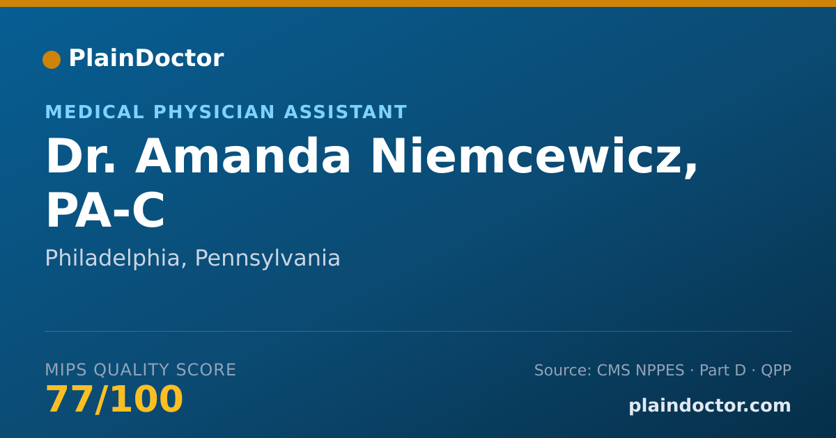 Shareable card for Amanda Niemcewicz, PA-C - Medical Physician Assistant, Philadelphia, PA