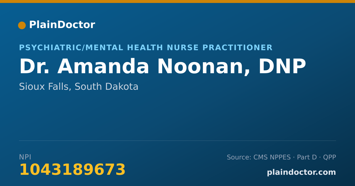 Shareable card for Amanda Noonan, DNP - Psychiatric/Mental Health Nurse Practitioner, Sioux Falls, SD