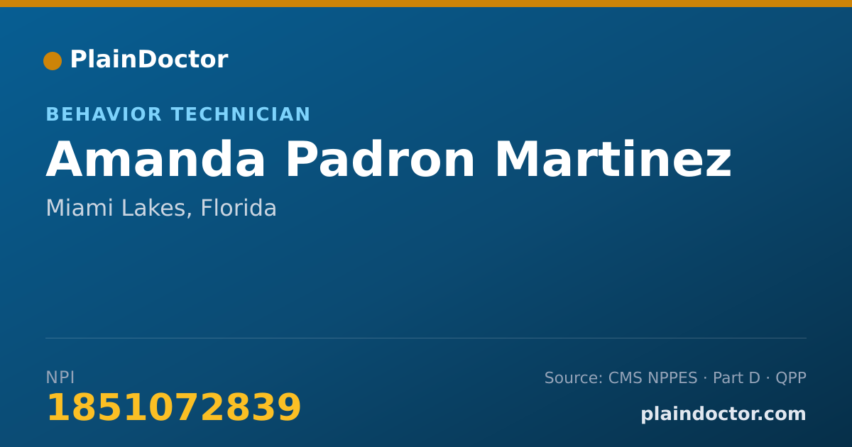 Shareable card for Amanda Padron Martinez - Behavior Technician, Miami Lakes, FL