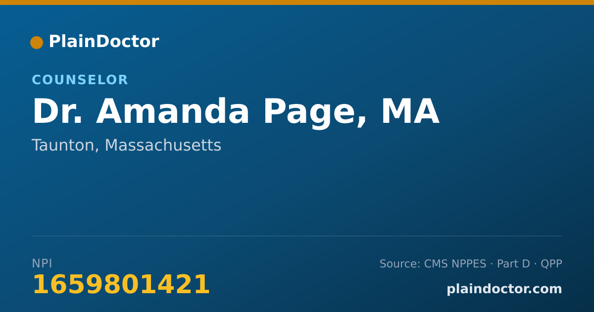 Shareable card for Amanda Page, MA - Counselor, Taunton, MA