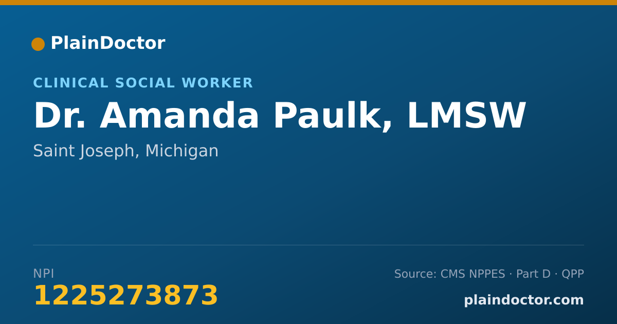 Shareable card for Amanda Paulk, LMSW - Clinical Social Worker, Saint Joseph, MI
