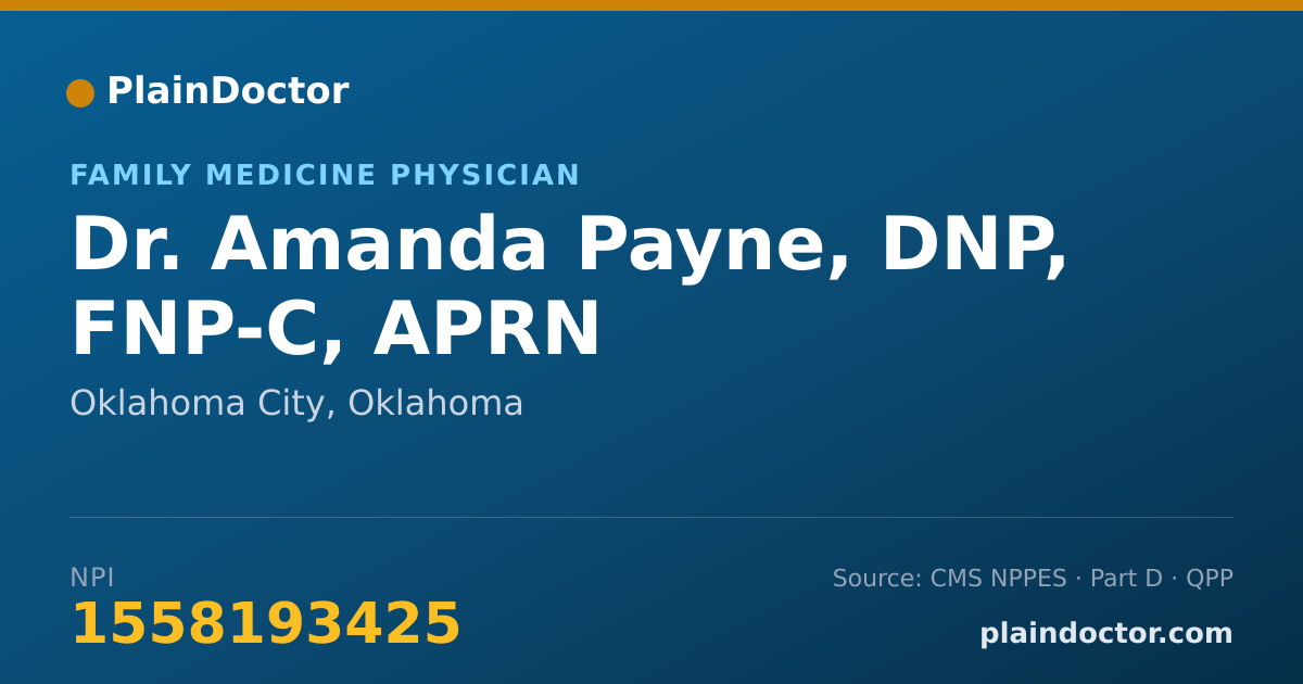 Shareable card for Amanda Payne, DNP, FNP-C, APRN - Family Medicine Physician, Oklahoma City, OK