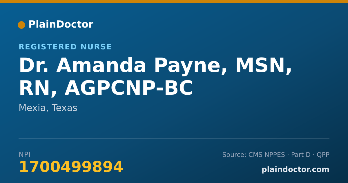 Shareable card for Amanda Payne, MSN, RN, AGPCNP-BC - Registered Nurse, Mexia, TX