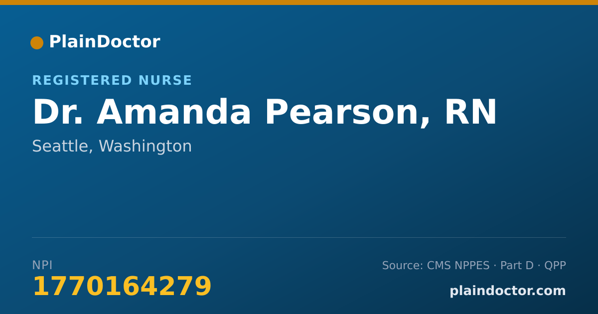 Shareable card for Amanda Pearson, RN - Registered Nurse, Seattle, WA