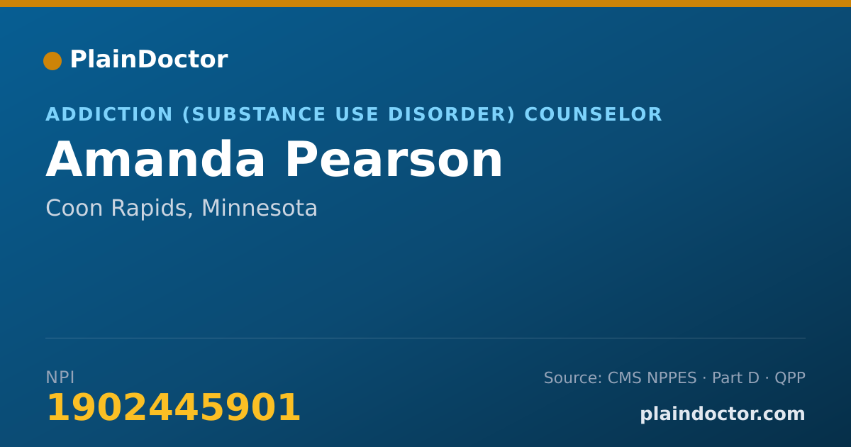 Shareable card for Amanda Pearson - Addiction (Substance Use Disorder) Counselor, Coon Rapids, MN