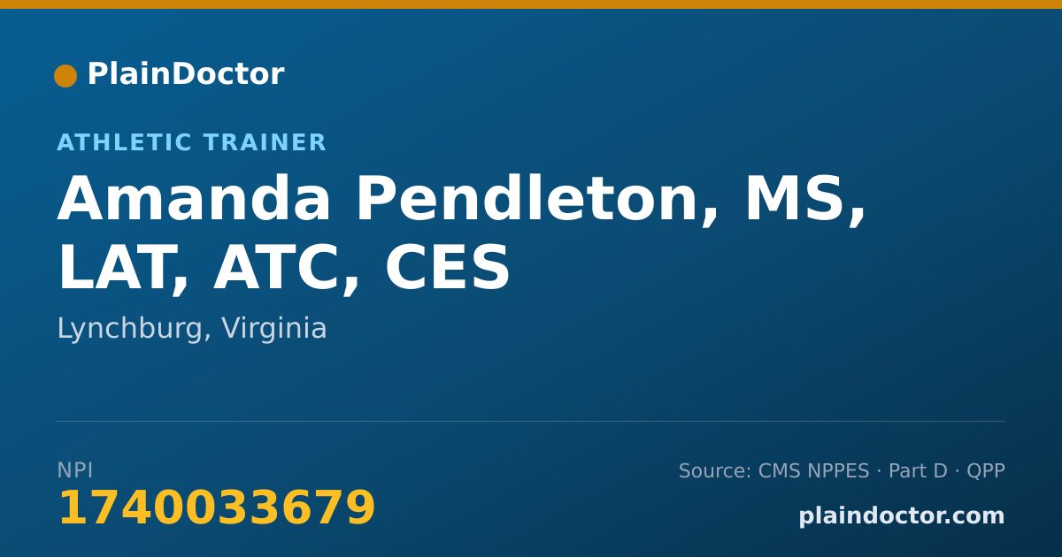 Shareable card for Amanda Pendleton, MS, LAT,  ATC, CES - Athletic Trainer, Lynchburg, VA