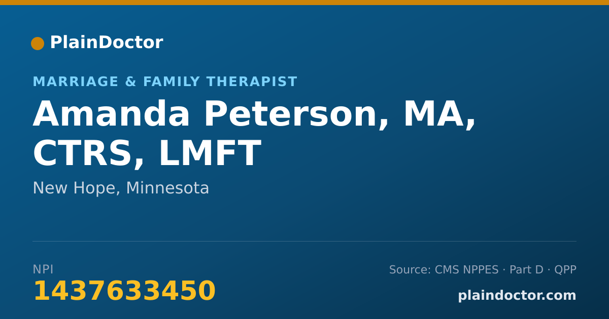 Shareable card for Amanda Peterson, MA, CTRS, LMFT - Marriage & Family Therapist, New Hope, MN