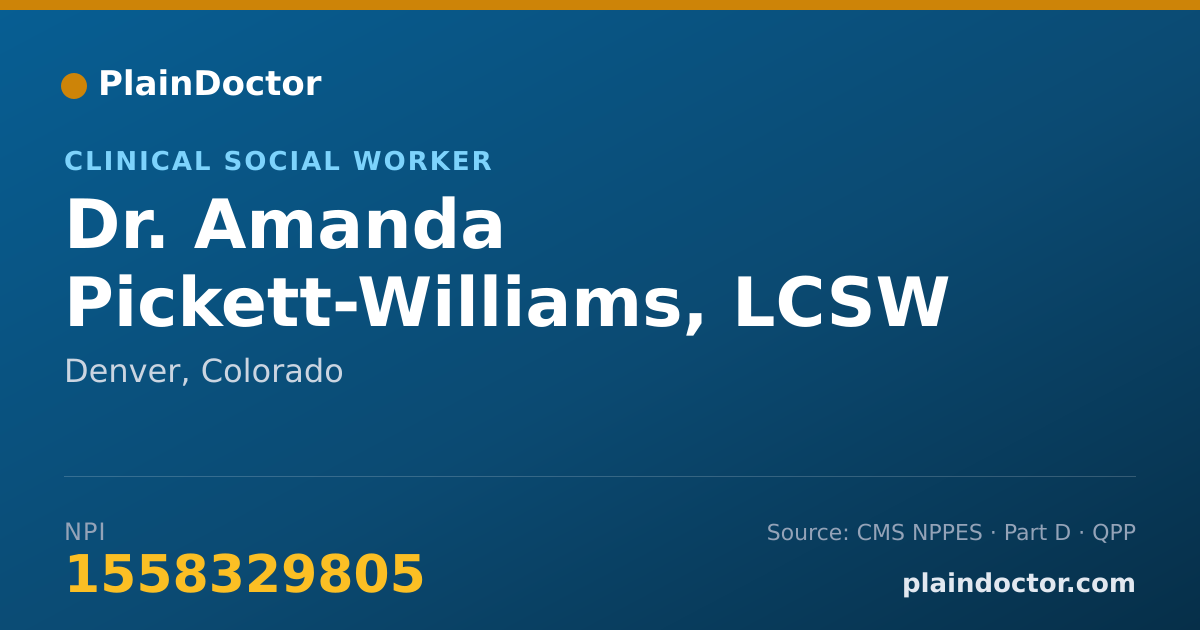 Shareable card for Amanda Pickett-Williams, LCSW - Clinical Social Worker, Denver, CO
