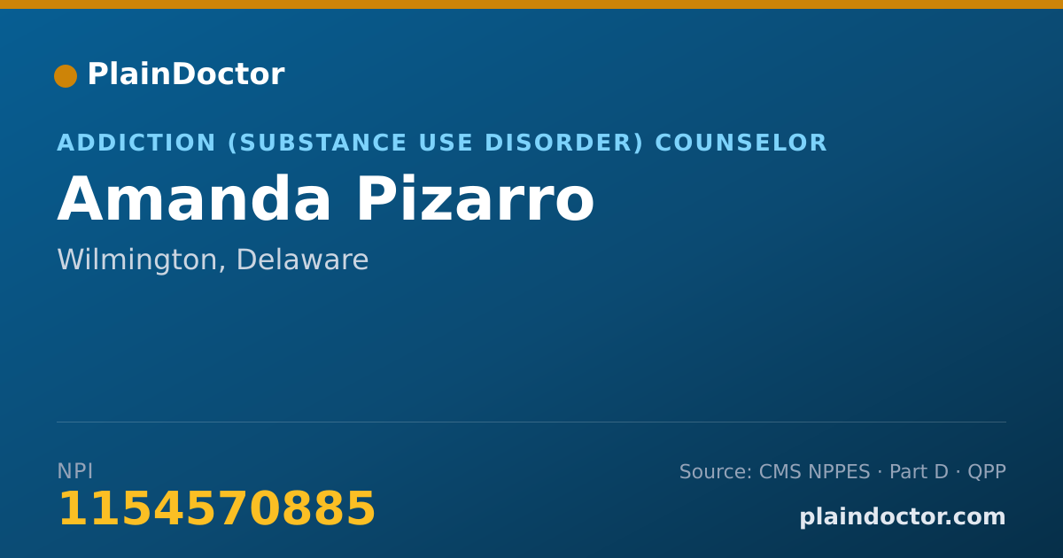 Shareable card for Amanda Pizarro - Addiction (Substance Use Disorder) Counselor, Wilmington, DE