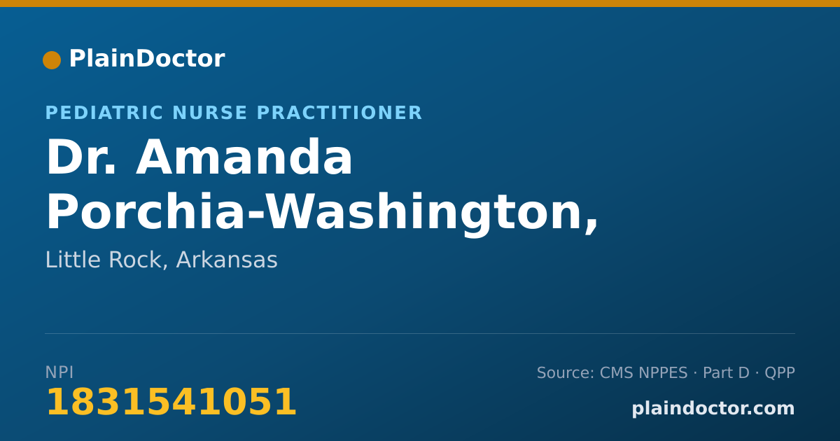 Shareable card for Amanda Porchia-Washington, CNP-PNP - Pediatric Nurse Practitioner, Little Rock, AR