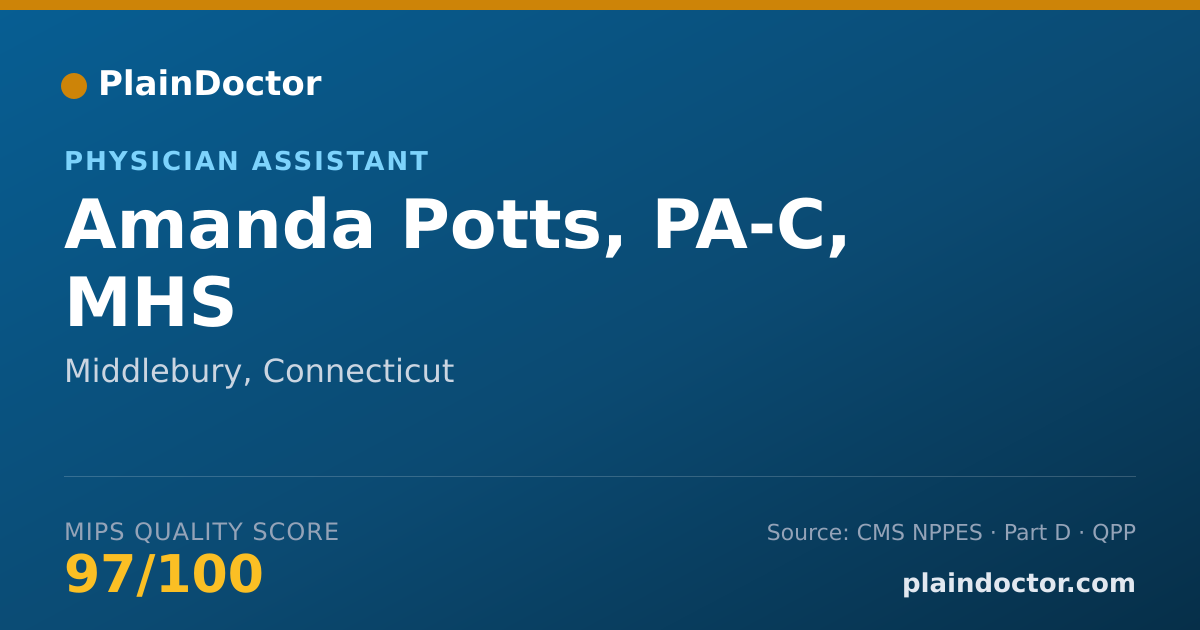 Shareable card for Amanda Potts, PA-C, MHS - Physician Assistant, Middlebury, CT