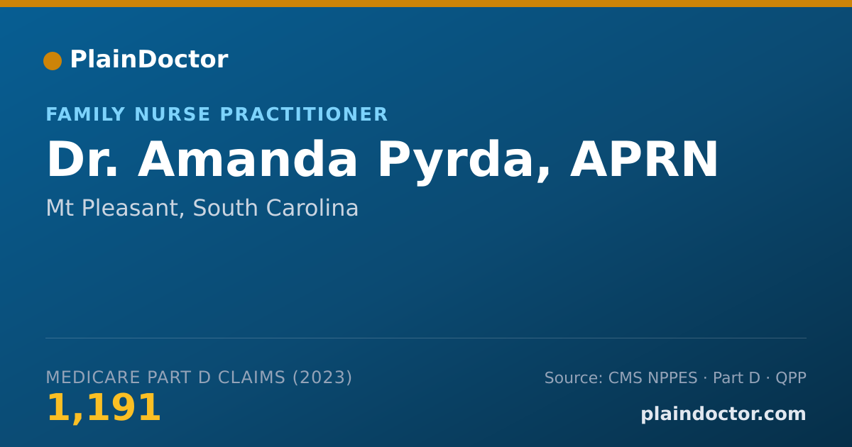 Shareable card for Amanda Pyrda, APRN - Family Nurse Practitioner, Mt Pleasant, SC