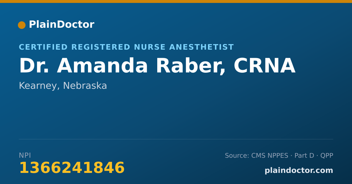 Shareable card for Amanda Raber, CRNA - Certified Registered Nurse Anesthetist, Kearney, NE