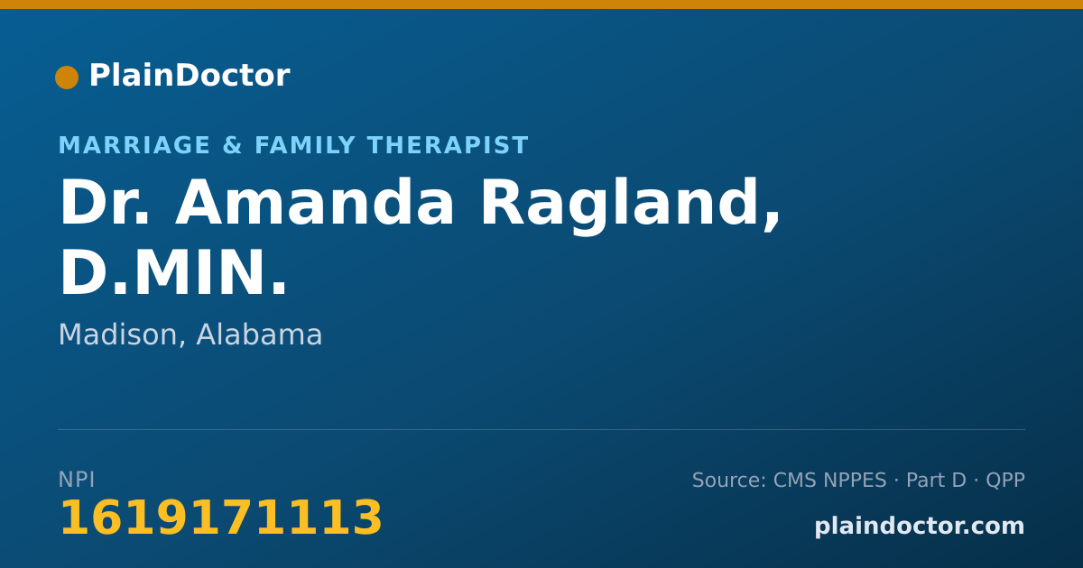 Shareable card for Amanda Ragland, D.MIN. - Marriage & Family Therapist, Madison, AL