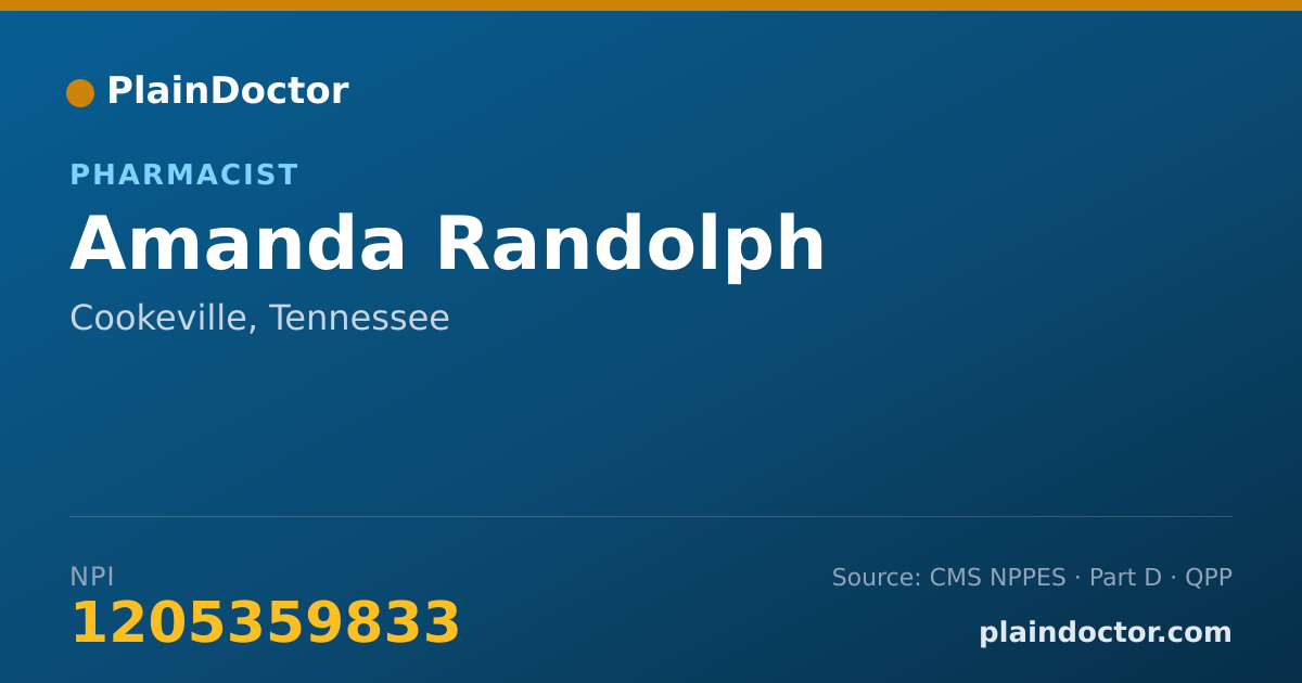 Shareable card for Amanda Randolph - Pharmacist, Cookeville, TN