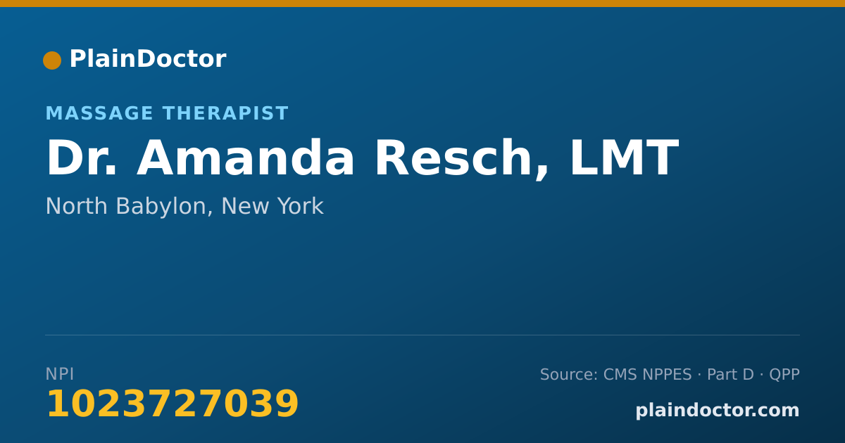 Shareable card for Amanda Resch, LMT - Massage Therapist, North Babylon, NY